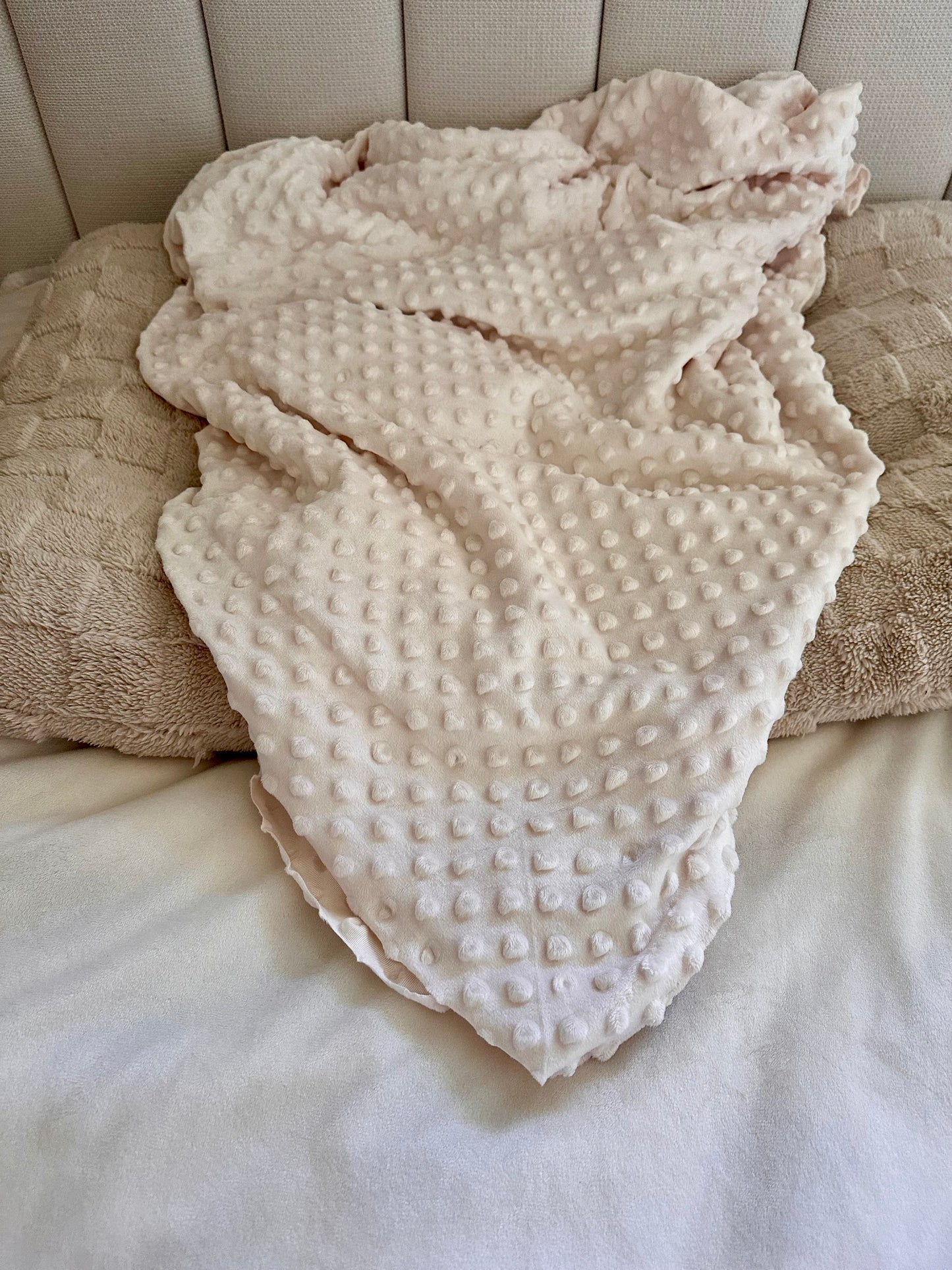 Cream Minky Dot Pet Blanket