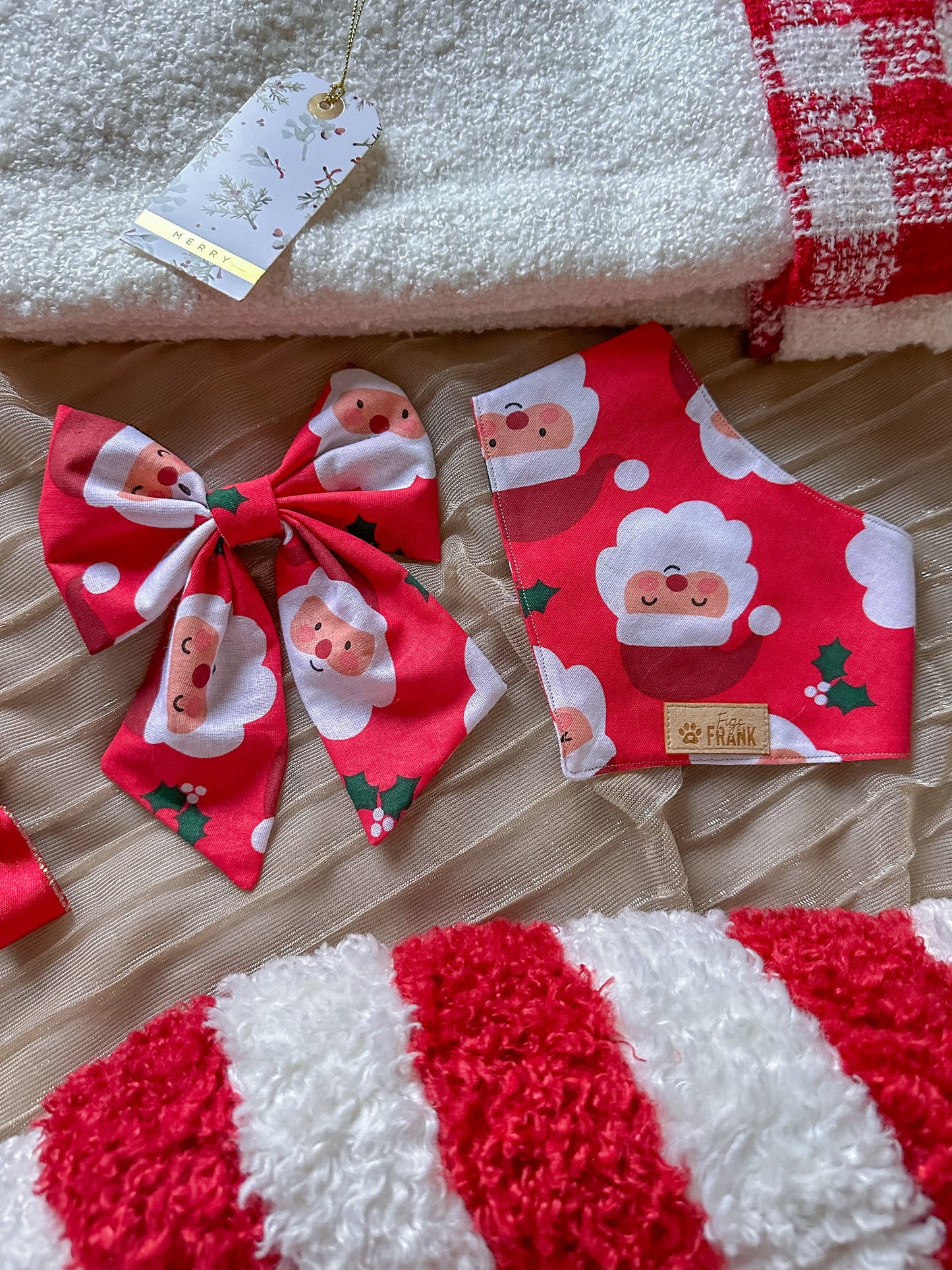 Santa Paws Dog Bow